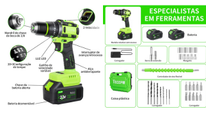 Parafusadeira Furadeira de Impacto Brushless TECEPO 16.8V 2.0Ah